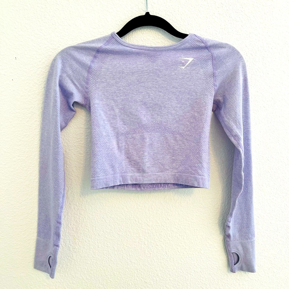Gymshark- PURPLE SEAMLESS LONG SLEEVE CROP TOP